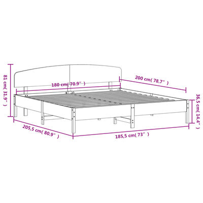 vidaXL Giroletto senza Materasso Bianco 180x200 cm Legno Massello Pino