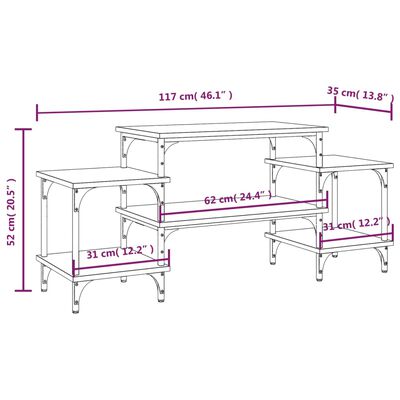 vidaXL Mobile Porta TV Grigio Sonoma 117x35x52 cm in Legno Multistrato