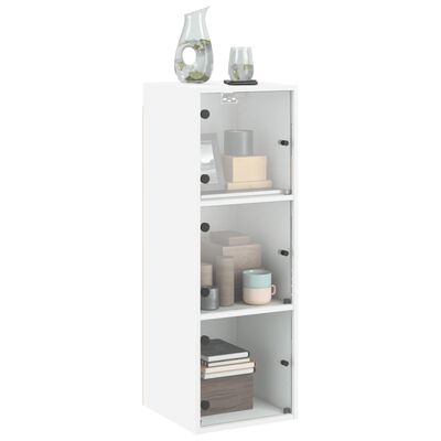 vidaXL Mobile a Muro con Ante in Vetro Bianco 35x37x100 cm