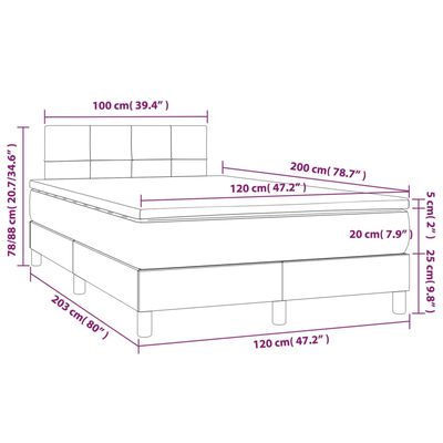 vidaXL Giroletto a Molle con Materasso Blu 120x200 cm in Tessuto