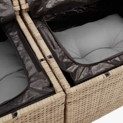 vidaXL Set Divano da Giardino 10 pz con Cuscini Beige Misto Polyrattan