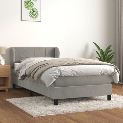 vidaXL Giroletto a Molle con Materasso Grigio Chiaro 90x200 cm Velluto