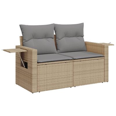 vidaXL Set Divani da Giardino 7 pz con Cuscini Beige in Polyrattan