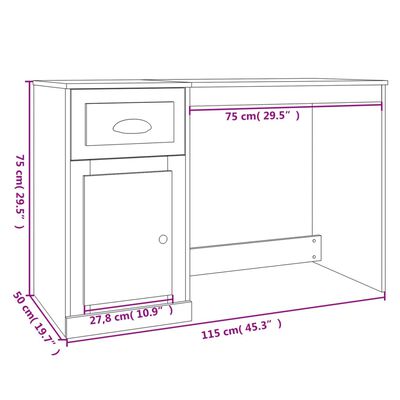 vidaXL Scrivania con Cassetto Nera 115x50x75 cm in Legno Multistrato