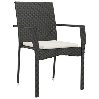 vidaXL Set da Pranzo da Giardino 7 pz Nero con Cuscini in Polyrattan