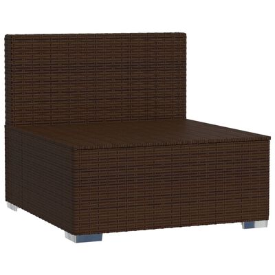 vidaXL Divano Centrale da Giardino con Cuscini in Polyrattan Marrone