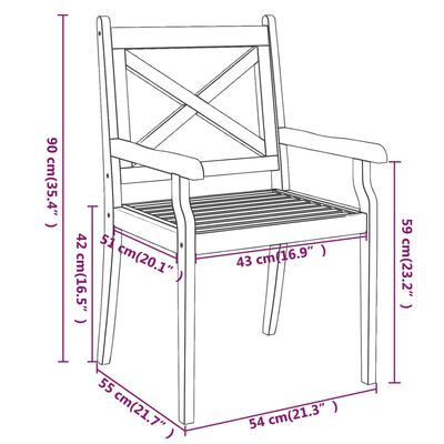 vidaXL Set Mobili da Pranzo per Giardino 5 pz Legno Massello di Acacia