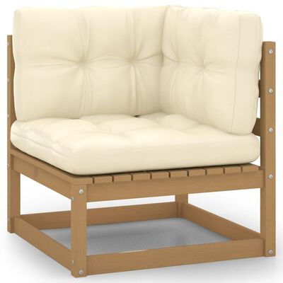 vidaXL Set Salotto Giardino e Cuscini 10 pz Legno Massello Pino Ambra