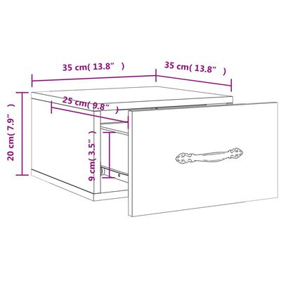 vidaXL Comodini a Muro 2 pz Rovere Marrone 35x35x20 cm