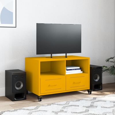 vidaXL Mobile TV Giallo Senape 68x39x43,5 cm in Acciaio