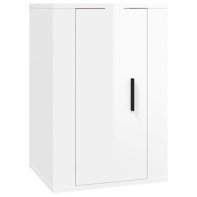 vidaXL Mobili Porta TV a Parete 2 pz Bianco Lucido 40x34,5x60 cm