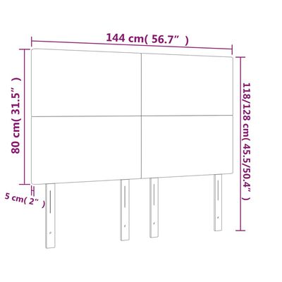 vidaXL Testiera a LED Bianco 144x5x118/128 cm in Similpelle