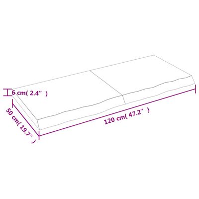 vidaXL Ripiano Muro Marrone 120x50x(2-6) cm Massello Rovere Trattato