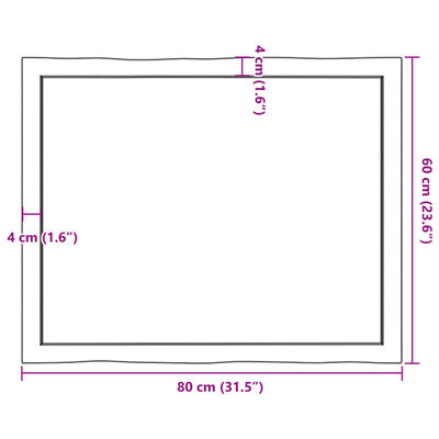 vidaXL Piano Tavolo Marrone Chiaro 80x60x(2-4) cm Rovere Non Trattato