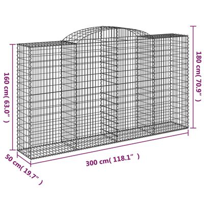 vidaXL Cesti Gabbioni ad Arco 20 pz 300x50x160/180 cm Ferro Zincato