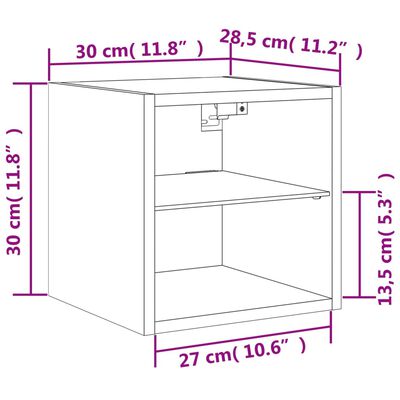 vidaXL Mobili TV a Parete con Luci LED 2pz Rovere Marrone 30x28,5x30cm