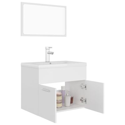 vidaXL Set Mobili da Bagno Bianco in Truciolato