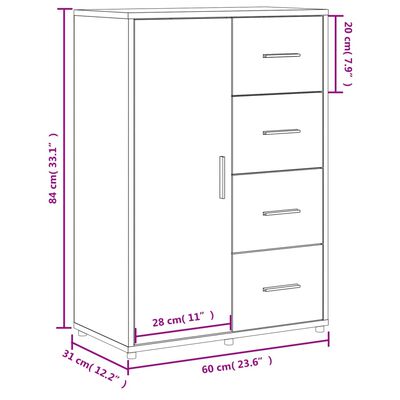 vidaXL Credenza Rovere Sonoma 60x31x84 cm in Legno Multistrato