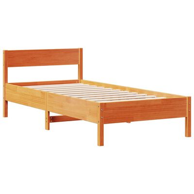 vidaXL Letto Libreria senza Materasso Marrone Cera 75x190 cm in Pino