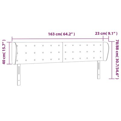 vidaXL Testiera ad Orecchio Nera 163x23x78/88 cm in Similpelle