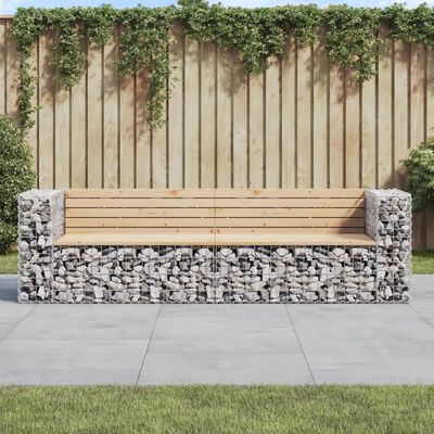 vidaXL Panca Giardino Design Gabbione 244x71x65,5 cm Massello di Pino