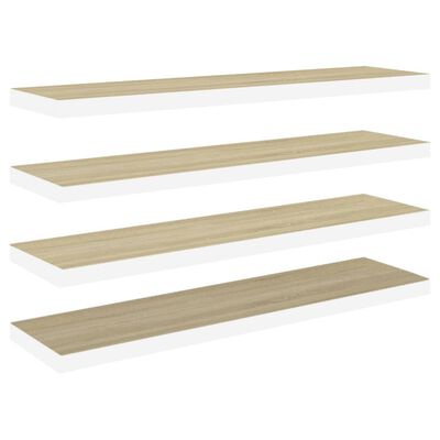 vidaXL Scaffali a Parete 4 pz Rovere e Bianco 120x23,5x3,8 cm in MDF