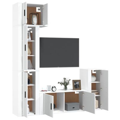 vidaXL Set di Mobili Porta TV 5 pz Bianco in Legno Multistrato