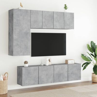 vidaXL Mobili TV a Parete 2pz Grigio Cemento 60x30x41 cm