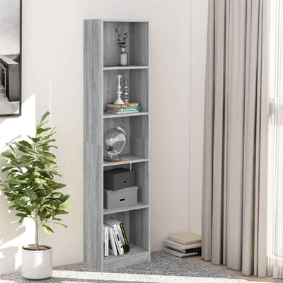 vidaXL Libreria 5 Ripiani Grigio Sonoma 40x24x175 cm Legno Multistrato