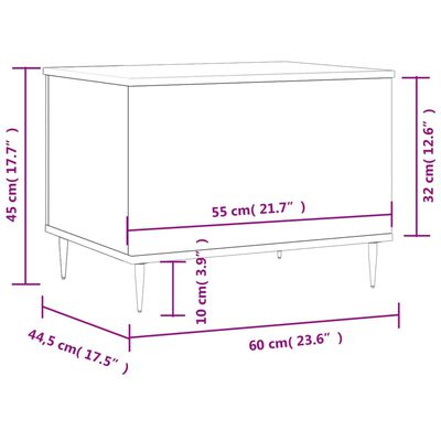 vidaXL Tavolino da Salotto Rovere Fumo 60x44,5x45 cm Legno Multistrato