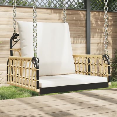 vidaXL Sedia a Dondolo con Cuscini 63x58x39 cm Polyrattan e Acciaio