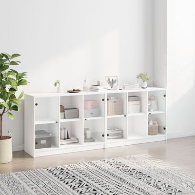 vidaXL Libreria con Ante Bianca 204x37x75 cm in Legno Multistrato