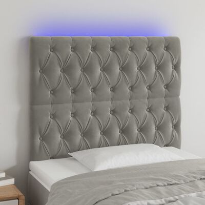 vidaXL Testiera a LED Grigio Chiaro 100x7x118/128 cm in Velluto