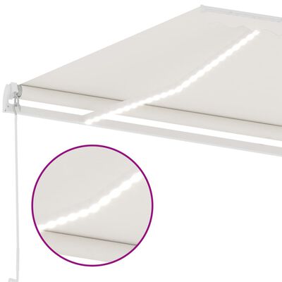 vidaXL Tenda da Sole Retrattile Manuale con LED 500x300 cm Crema