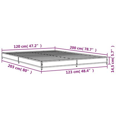 vidaXL Giroletto Rovere Fumo 120x200 cm in Legno Multistrato Metallo