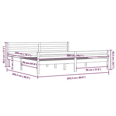 vidaXL Giroletto senza Materaso Ambra in Legno Massello 200x200 cm