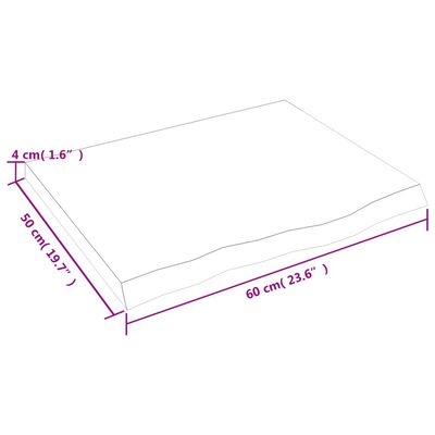 vidaXL Piano Bagno Marrone Scuro 60x50x(2-4)cm Legno Massello Trattato