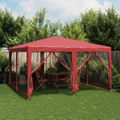 vidaXL Tenda per Feste con 8 Pareti Laterali in Rete Rossa 4x4 m HDPE