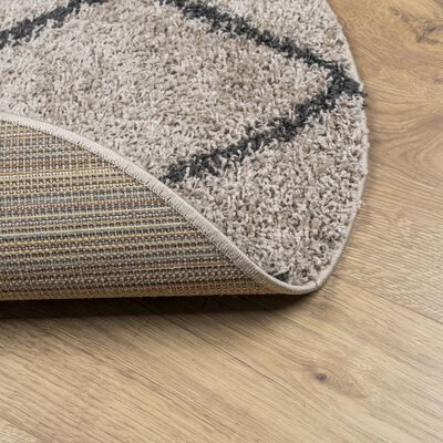 vidaXL Tappeto Shaggy PAMPLONA a Pelo Lungo Beige e Antracite Ø 120 cm