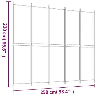 vidaXL Divisorio 5 Pannelli Nero 250x220 cm Tessuto