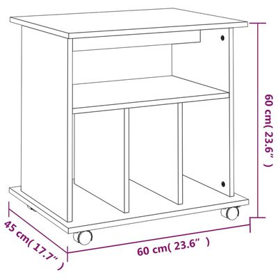 vidaXL Armadietto con Ruote Rovere Fumo 60x45x60 cm Legno Multistrato