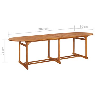 vidaXL Set da Pranzo da Giardino 11 pz 280x90x75 cm Massello di Acacia