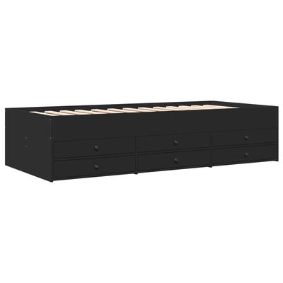 vidaXL Divano Letto con Cassetti senza Materasso Nero 75x190 cm