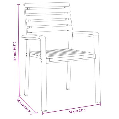 vidaXL Set Pranzo da Giardino 7 pz Legno Massello di Acacia e Metallo