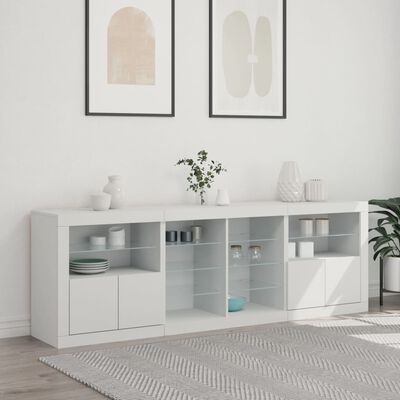 vidaXL Credenza con Luci LED Bianca 202x37x67 cm