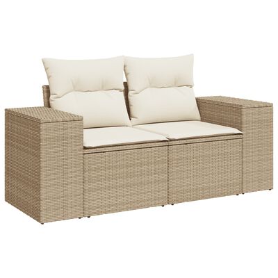 vidaXL Set Divani da Giardino 11 pz con Cuscini Beige in Polyrattan