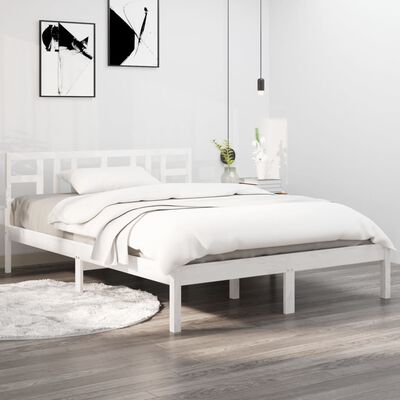 vidaXL Giroletto Bianco in Legno Massello 180x200 cm Super King