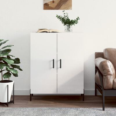 vidaXL Credenza 69,5x34x90 cm in Legno Multistrato Bianco Lucido