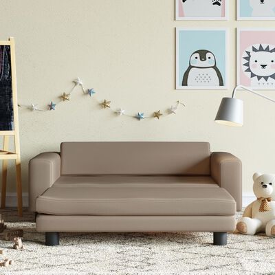 vidaXL Divano Bambini Poggiapiedi Cappuccino 100x50x30 cm Similpelle