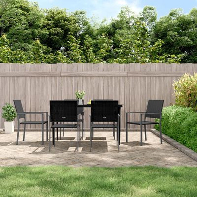 vidaXL Set da Pranzo da Giardino 7 pz in Polyrattan e Acciaio